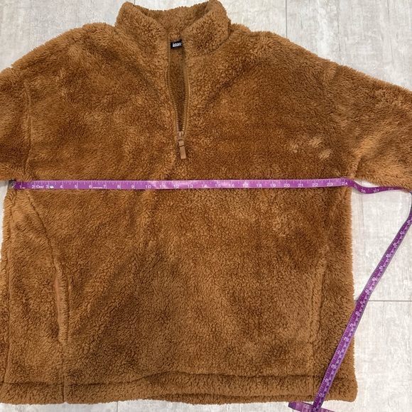 Lands End Womens Brown Quarter Zip Teddy Bear Fleece Jacket XL SOFT Pockets - Picture 6 of 10
